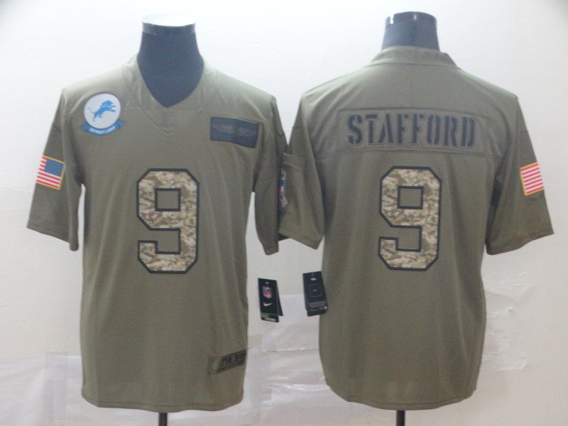 Men Detroit Lions #9 Stafford Nike 2019 Olive Camo Salute to Service Limited NFL Jerseys->detroit lions->NFL Jersey